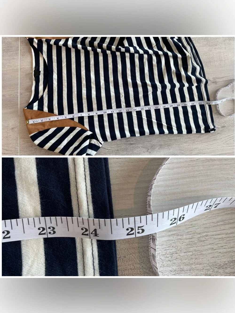 J.Crew size large striped cotton and leather top casual business stripes